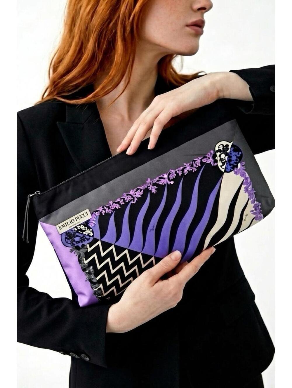 Emilio Pucci x Kochรฉ Limited Edition Purple Geometric Print Clutch โ New